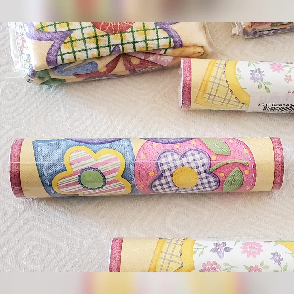 Waverly Kids Cheerful Flower Patch Yellow/Pink/Purple Gingham Valences+Wallpaper